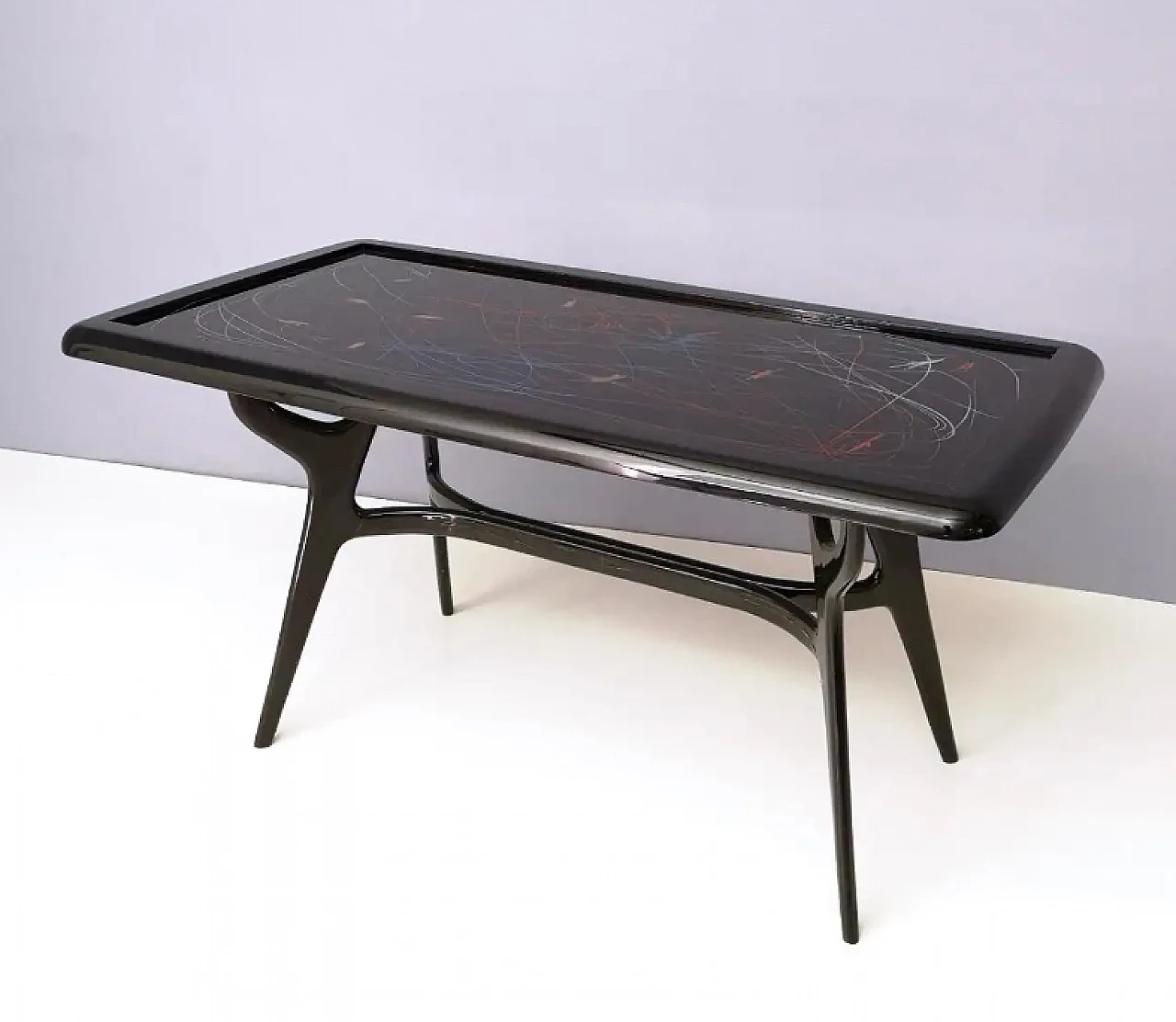 Dining table with lacquered glass top, 2000s 4