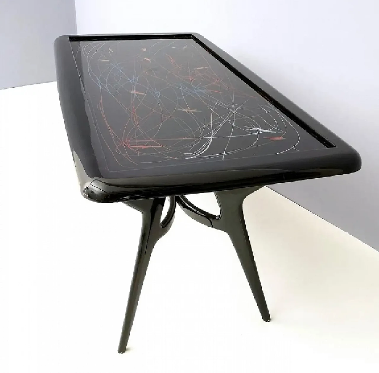 Dining table with lacquered glass top, 2000s 5
