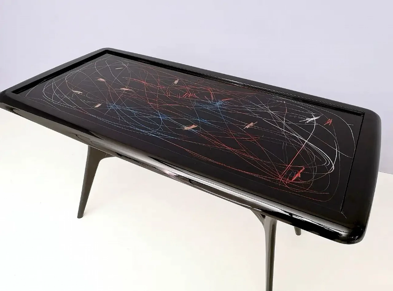 Dining table with lacquered glass top, 2000s 8