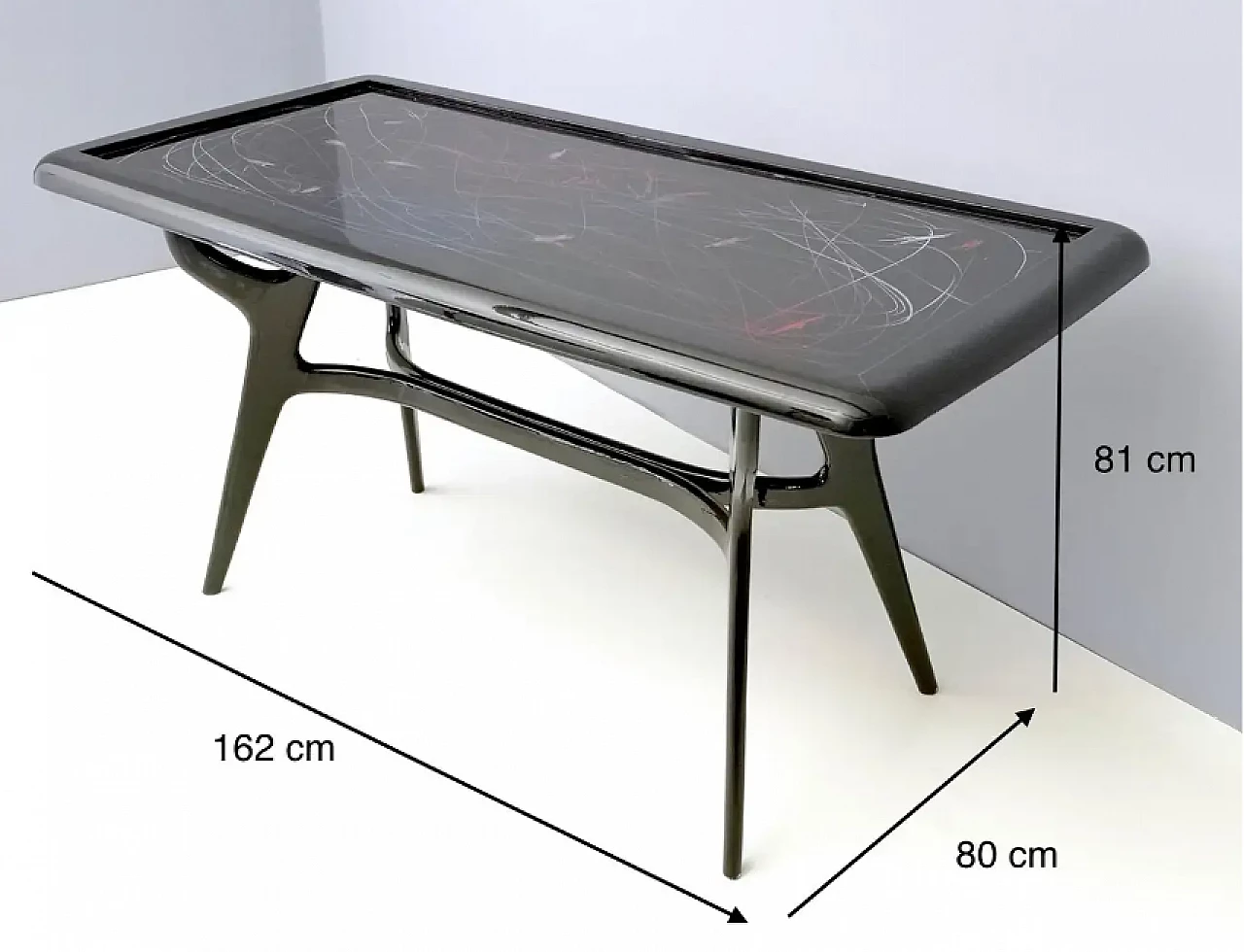 Dining table with lacquered glass top, 2000s 15
