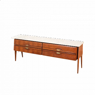 Four-drawer dresser with marble top by La Permanente Mobili di Cantù, 1950s