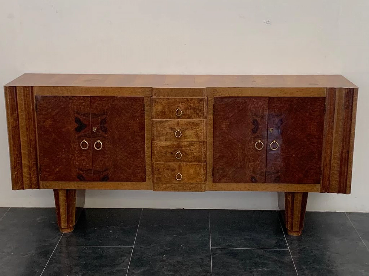Walnut and maple Art Deco sideboard, 1930s 1