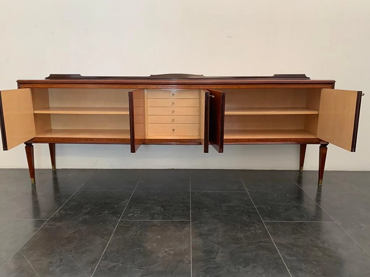 Credenza in palissandro intarsiata attribuita a Paolo Buffa per La Permanente Mobili Cantù, anni '50 13