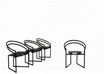 4 La Tonda steel and metal chairs by Mario Botta for Alias, 1980s
