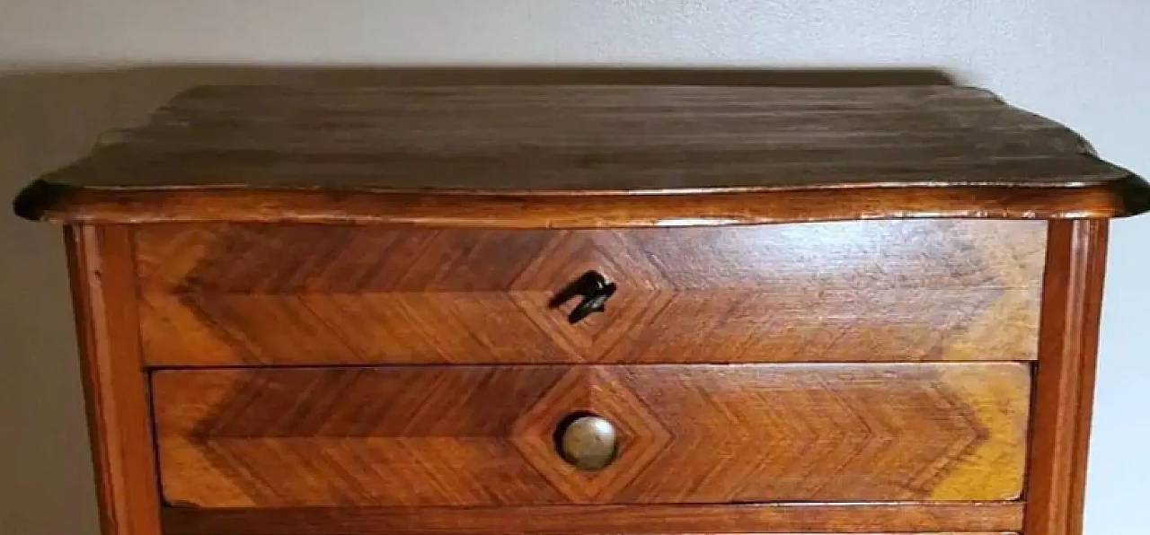 Toleletta francese in stile Luigi Filippo con specchio e cassetti, tardo '800 11