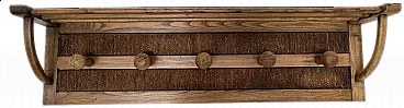 Chestnut and rope wall coat rack, 1950s