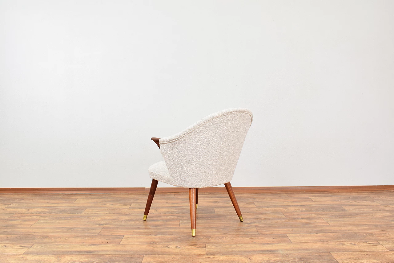 Norwegian teak and beige bouclé fabric armchair, 1960s 6