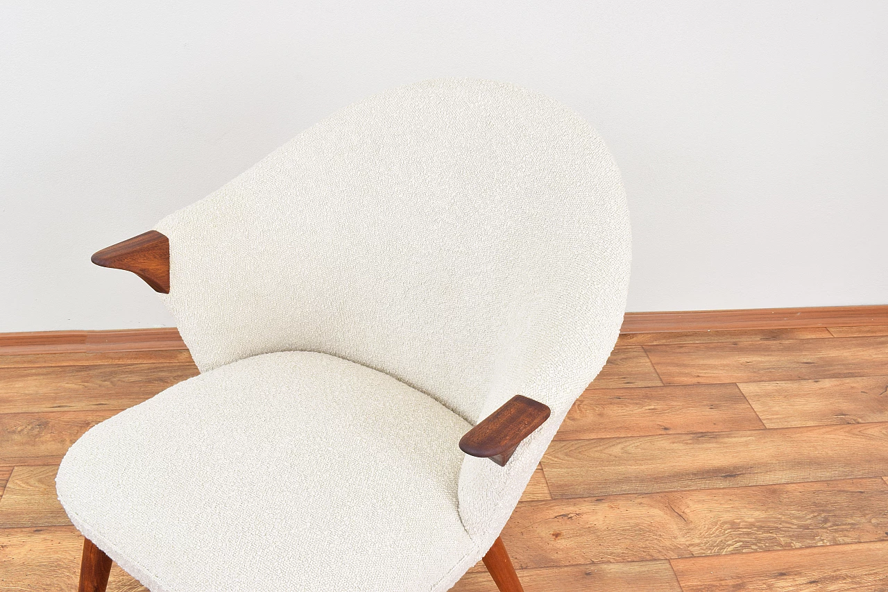 Norwegian teak and beige bouclé fabric armchair, 1960s 10