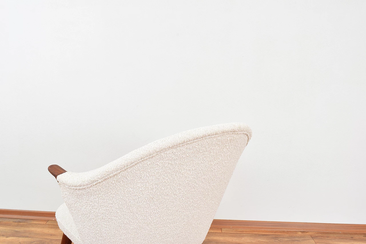 Norwegian teak and beige bouclé fabric armchair, 1960s 11