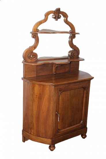 Solid walnut Louis Philippe sideboard with riser and rounded mirror, mid-19th century