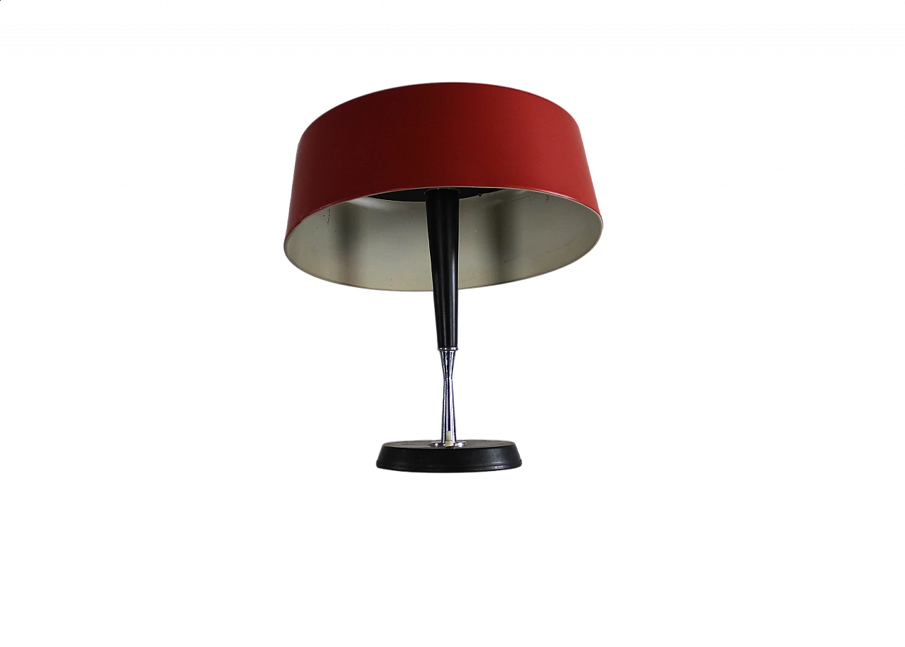 Red lacquered metal table lamp by Oscar Torlasco, 1950s 6
