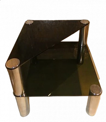 Tavolino Marcuso in cristallo e acciaio di Marco Zanuso per Zanotta, anni '60