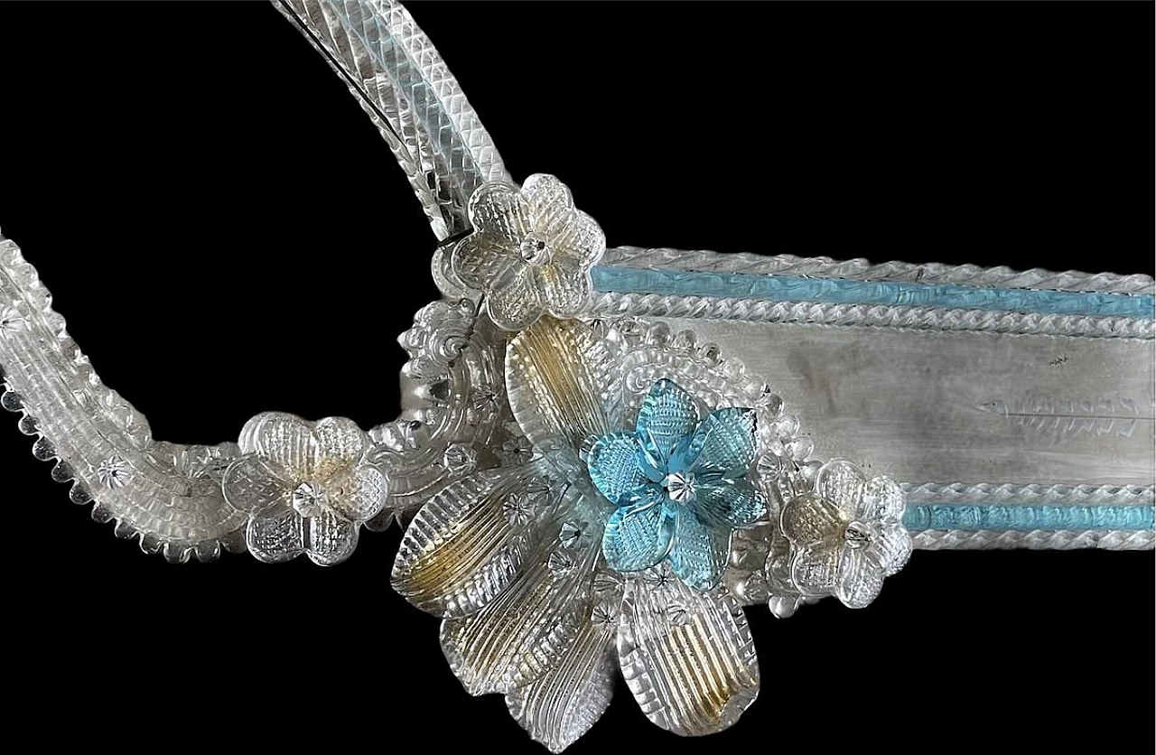 Specchio in vetro di Murano trasparente e azzurro, anni '60 7