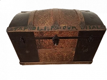 Wood and wrought iron travel trunk, 1910s