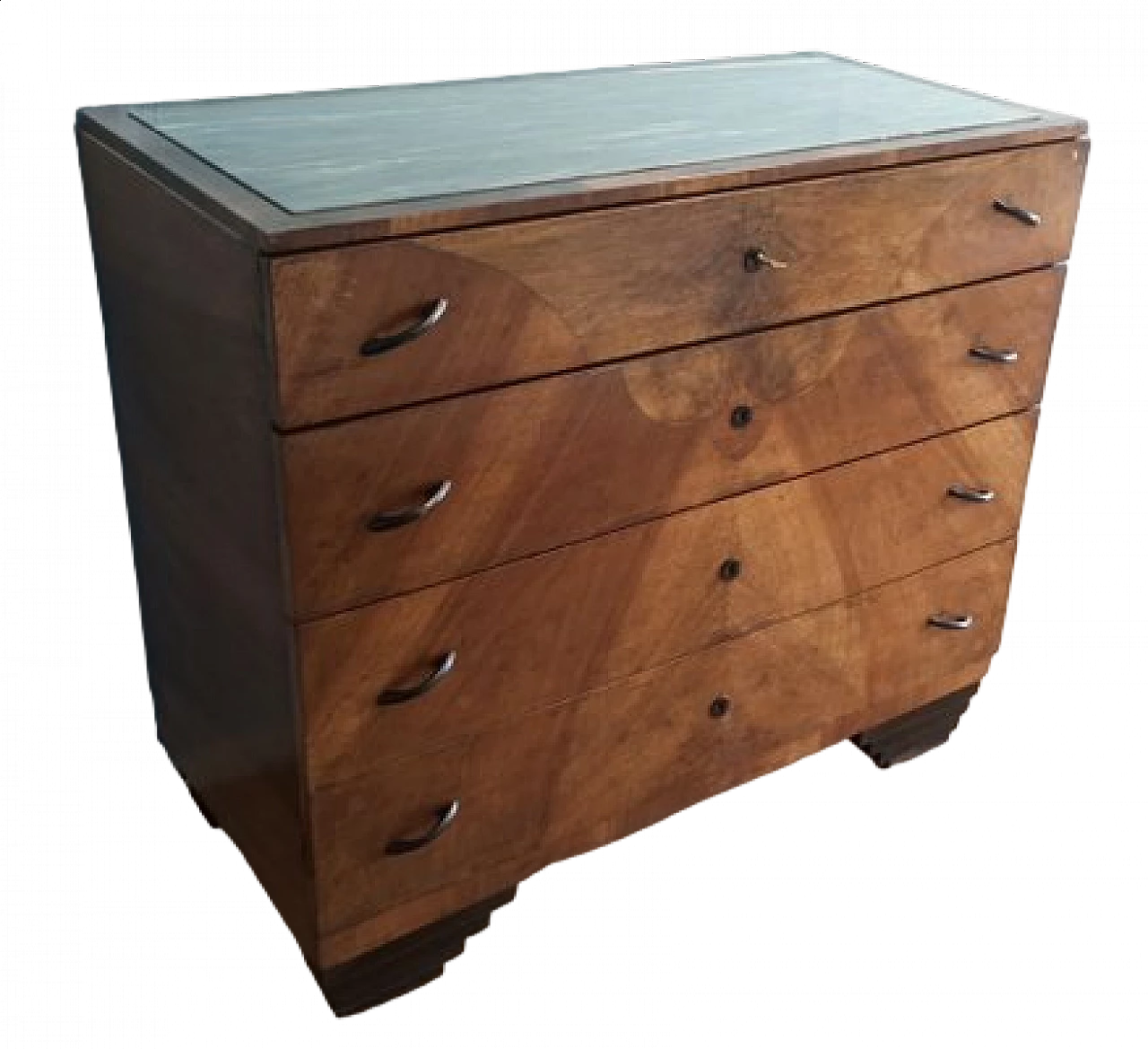 Art Deco walnut dresser with marble top 14