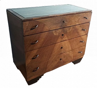 Art Deco walnut dresser with marble top