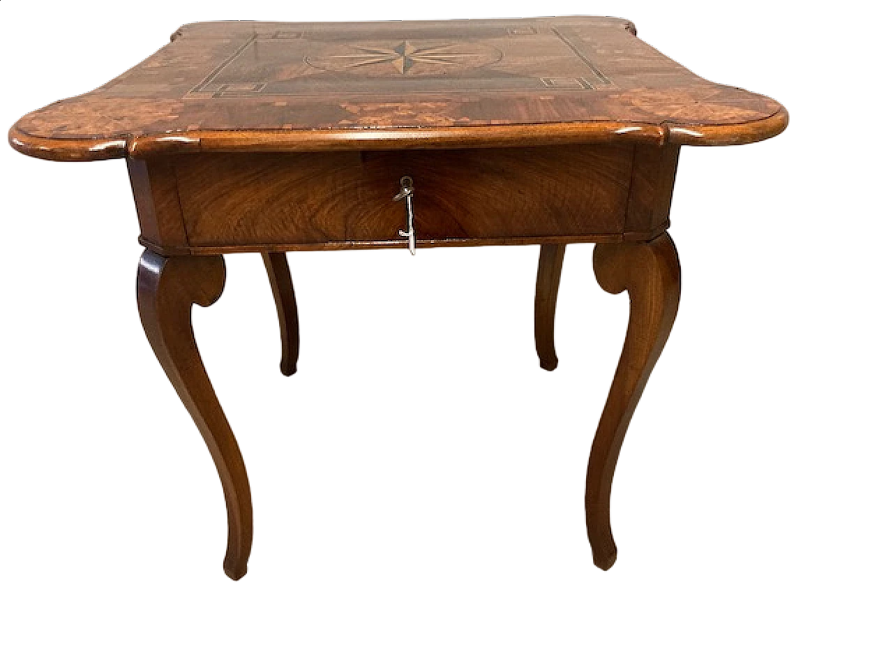 Rolo inlaid wood game table, late 18th century 9