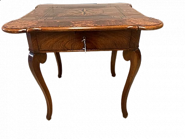 Rolo inlaid wood game table, late 18th century