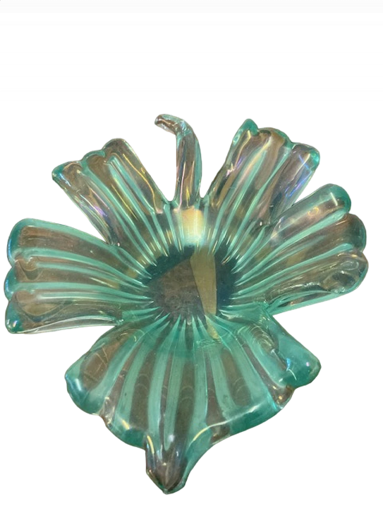 Iridescent green glass centerpiece by Barovier & Toso, 1950s 14