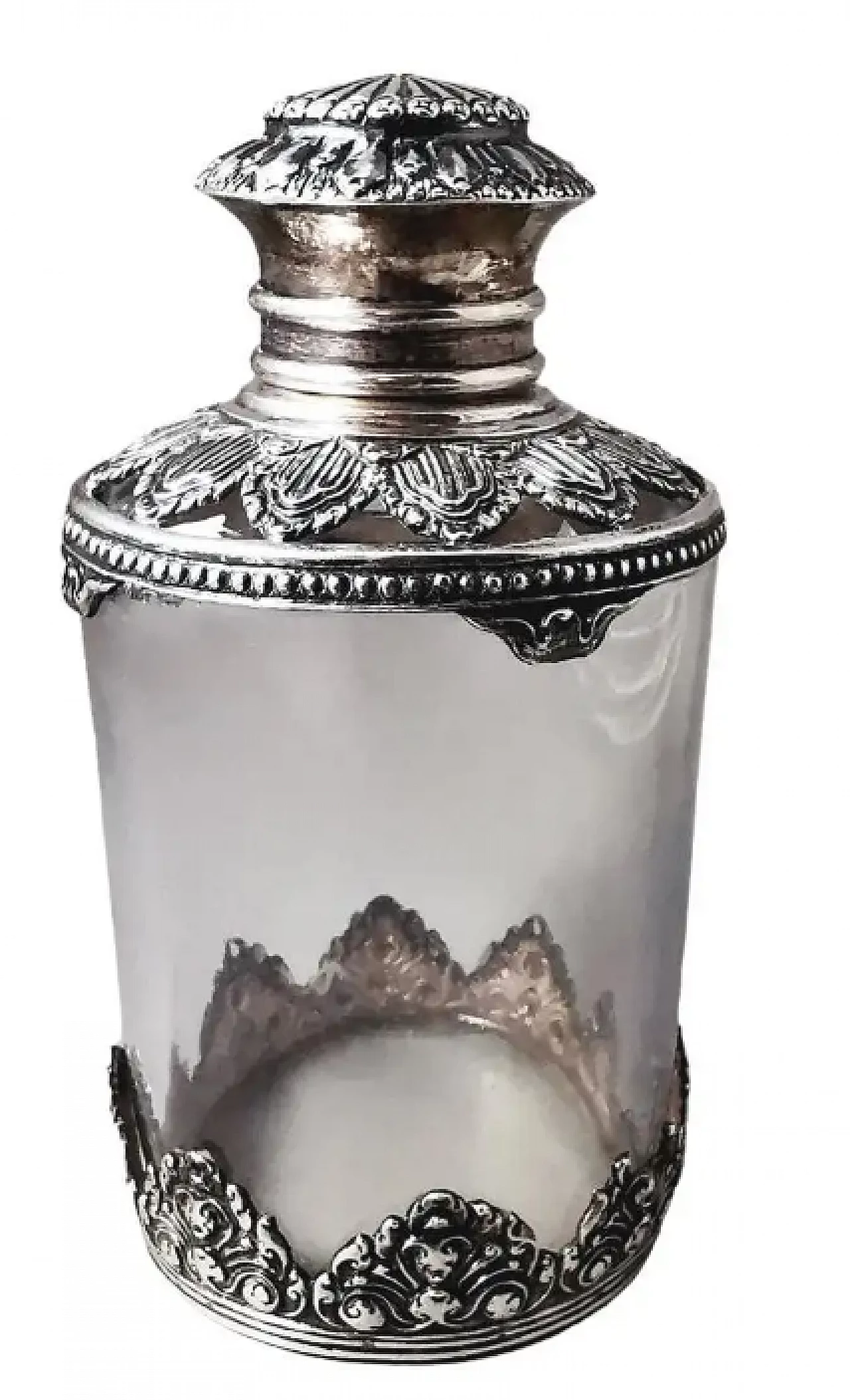 Bottiglia da toilette in cristallo e argento in stile vittoriano, primo '900 1