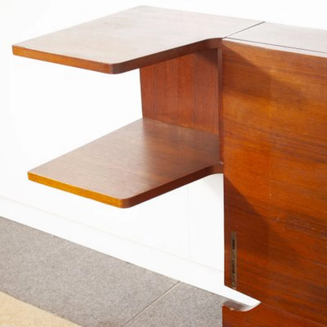 Testiera in ciliegio con comodini pensili di Vittorio Dassi, anni '60 7