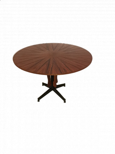 Tavolo rotondo in legno e metallo di Carlo De Carli, anni '60