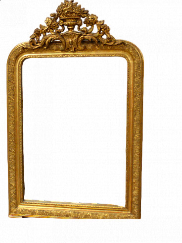 Specchiera dorata in legno, tardo '800
