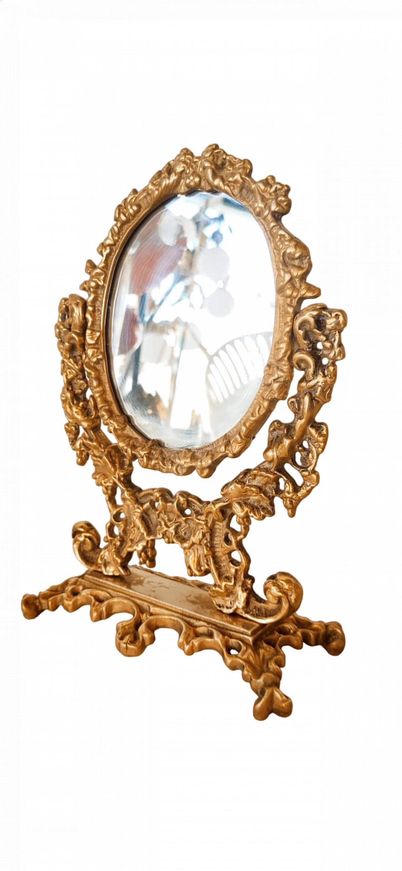 Decorated brass table mirror, 1950s 18