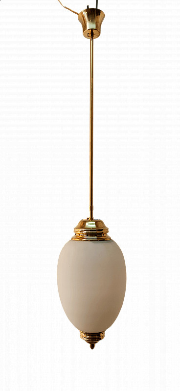 Brass and glass hanging lamp by Luigi Caccia Dominioni, 1960s