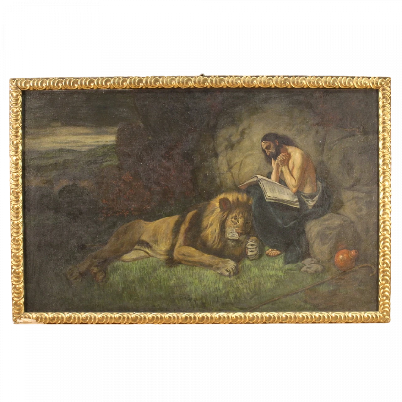 San Girolamo e il leone, dipinto a tecnica mista su tela 16
