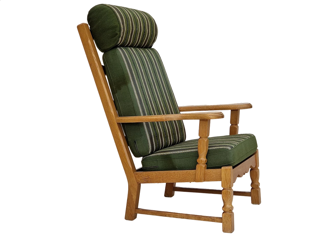Danish oak armchair with high back in the style of Henning Kjærnulf, 1960s 21