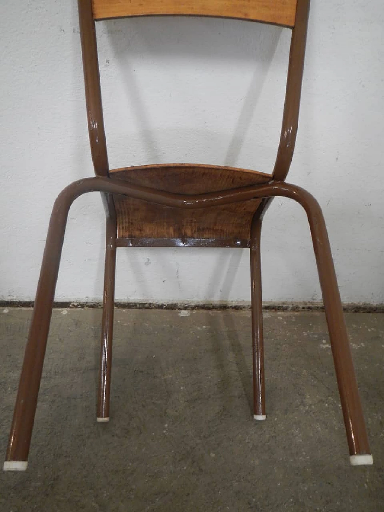 Iron chair with birch blockboard seat by Mullca, 1960s 6