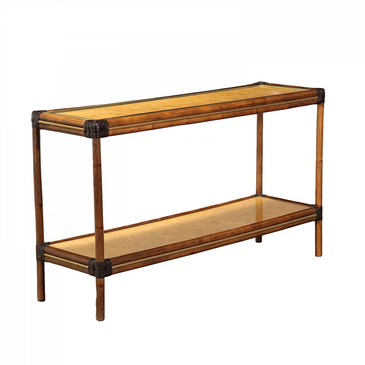 Consolle in bambù e radica di Fabrizio Smania per Studio Smania Interni, anni '80 1