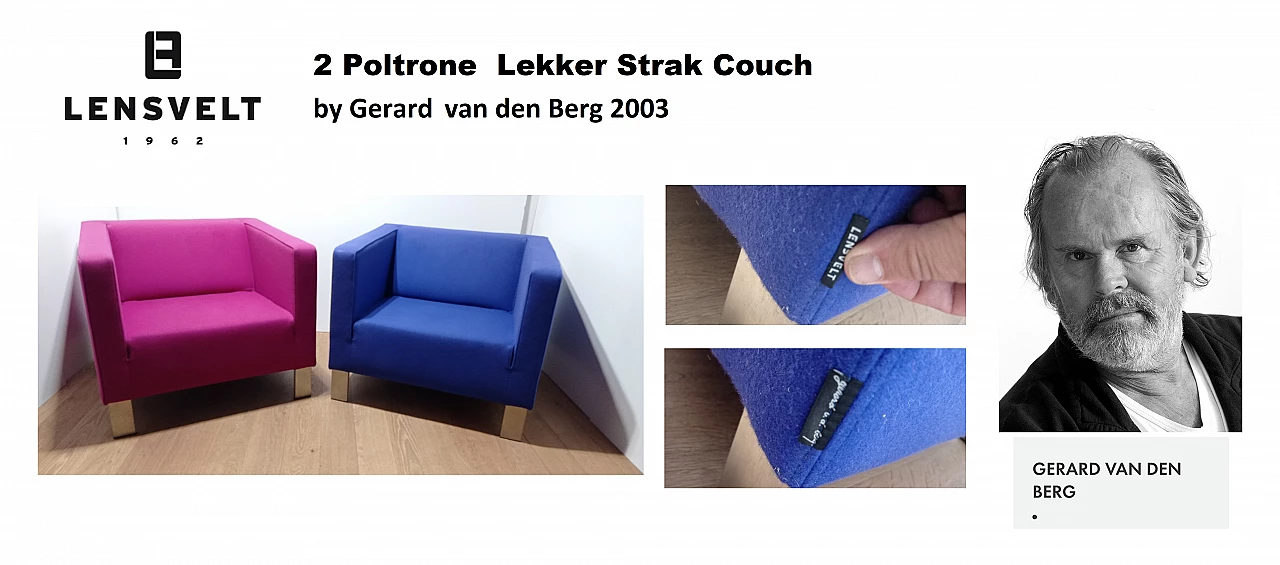 Pair of Lekker Strak armchairs by Gerard van den Berg for Lensvelt 230