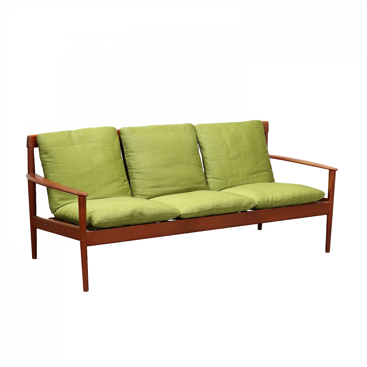 Teak and green fabric sofa by Grete Jalk for Poul Jeppesen, 1960s 1