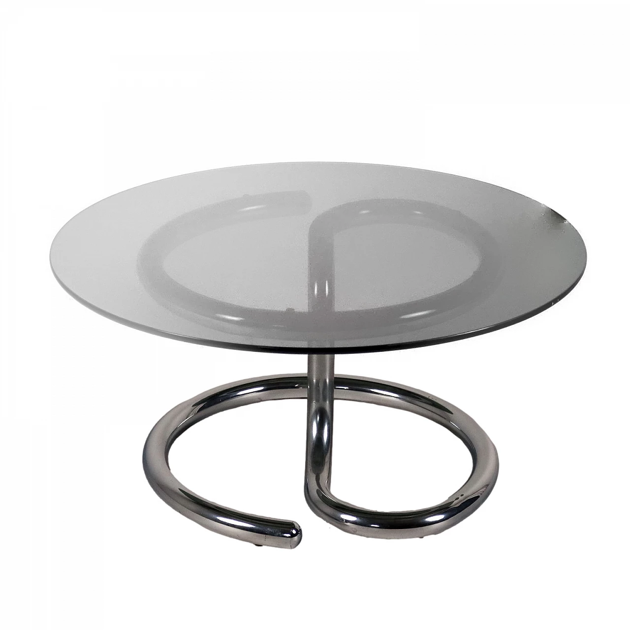 Cobra coffee table in chrome-plated metal and smoked glass by Giotto Stoppino, 1970s 1