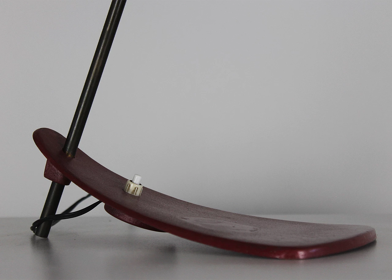 Red metal table lamp, 1950s 6