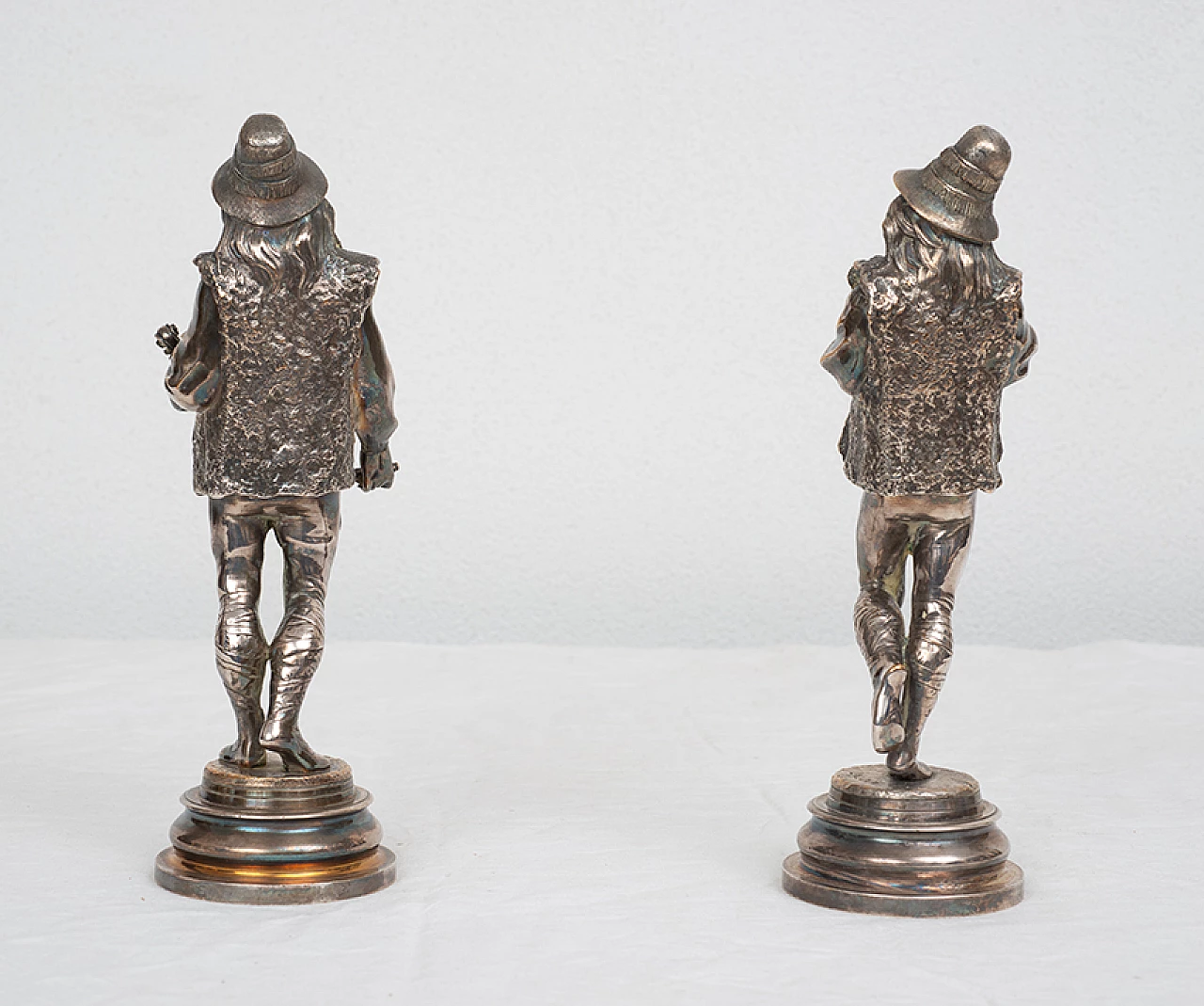 Pair of silver-plated bronze Napoleon III sculptures by Lalouette, 19th century 2