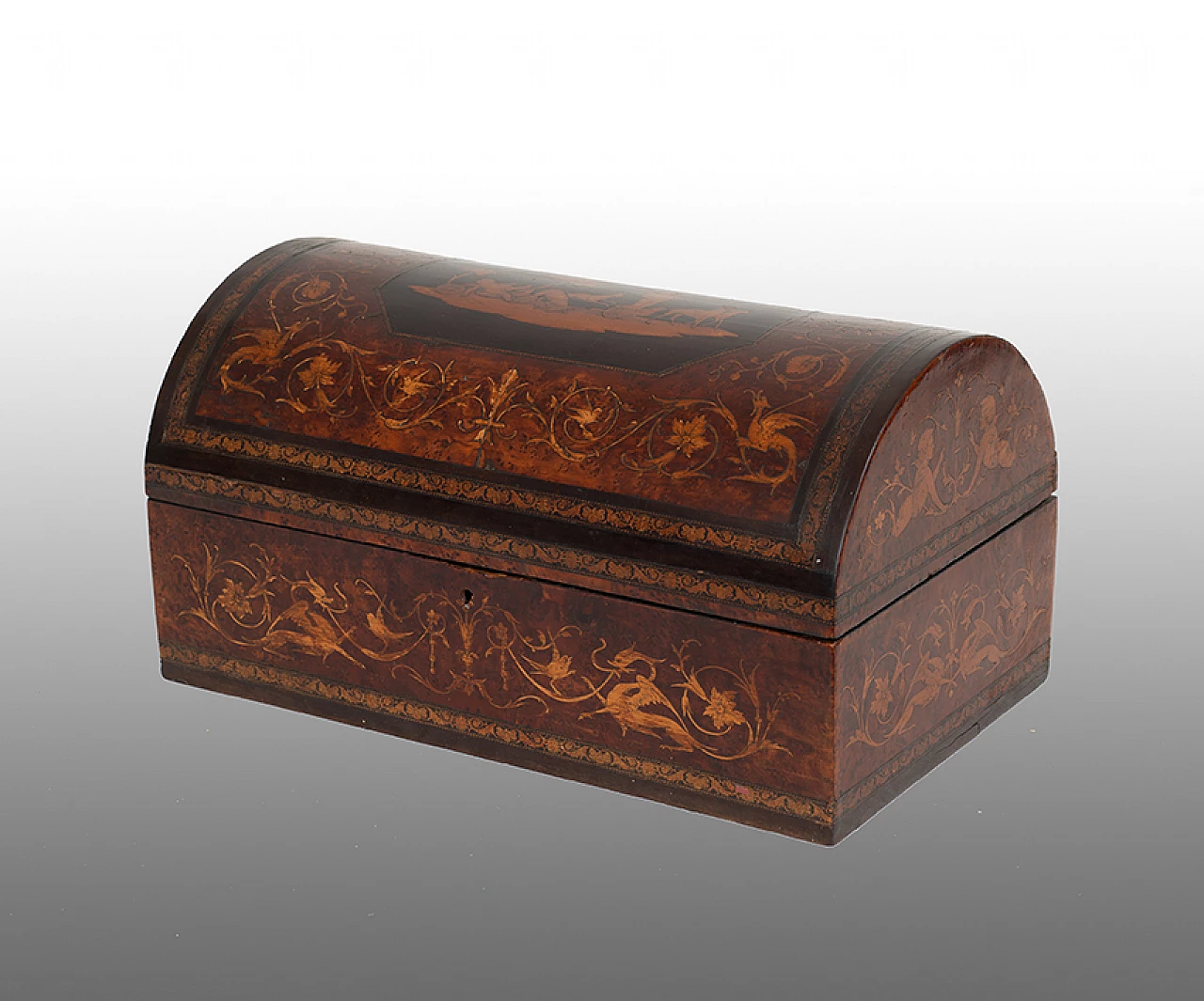 Jewellery box in exotic precious woods, 19th century 1