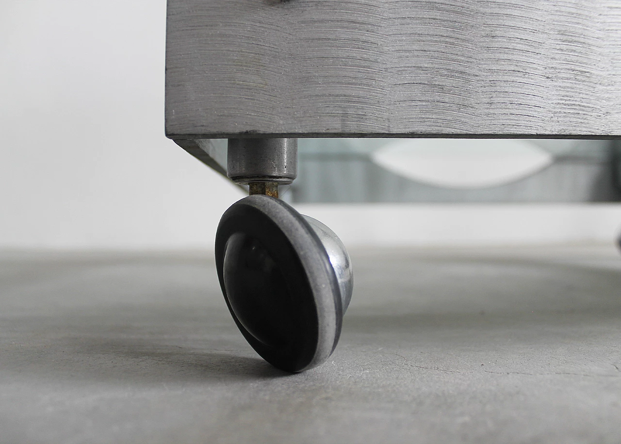 Cubic metal and glass bar cart by Lorenzo Burchiellaro, 1970s 3