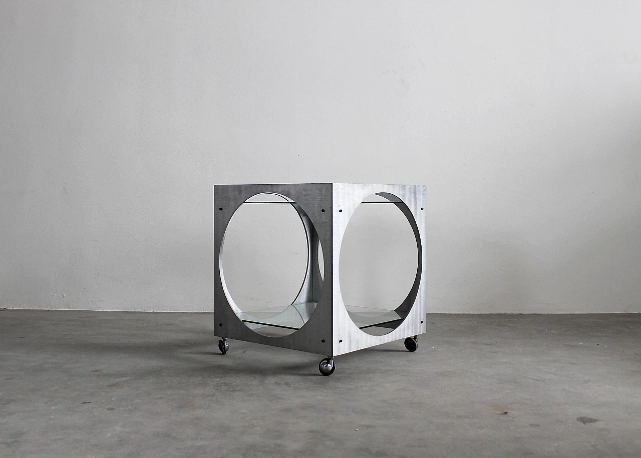 Cubic metal and glass bar cart by Lorenzo Burchiellaro, 1970s 5