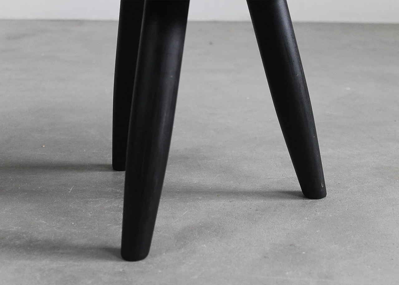Pair of black wooden stools in the style of Charlotte Perriand, 1950s 4