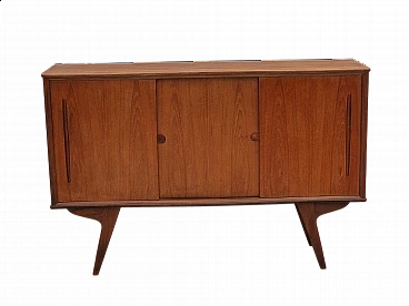 Danish teak sideboard with sliding doors and mirrored interior, 1960s