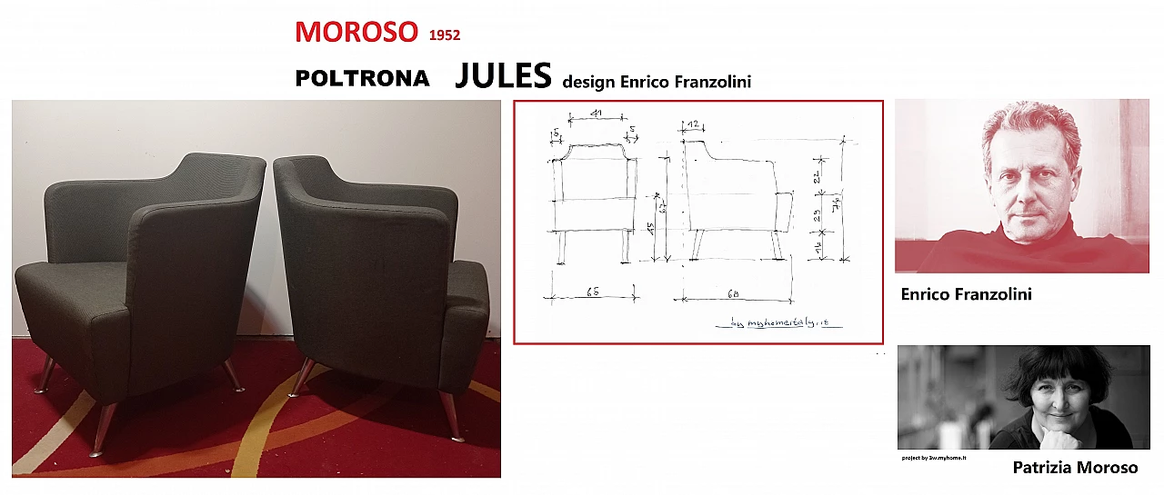 Coppia di poltrone Jules di Enrico Franzolini per Moroso 74