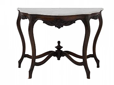 Walnut console with white marble top, late 19th century