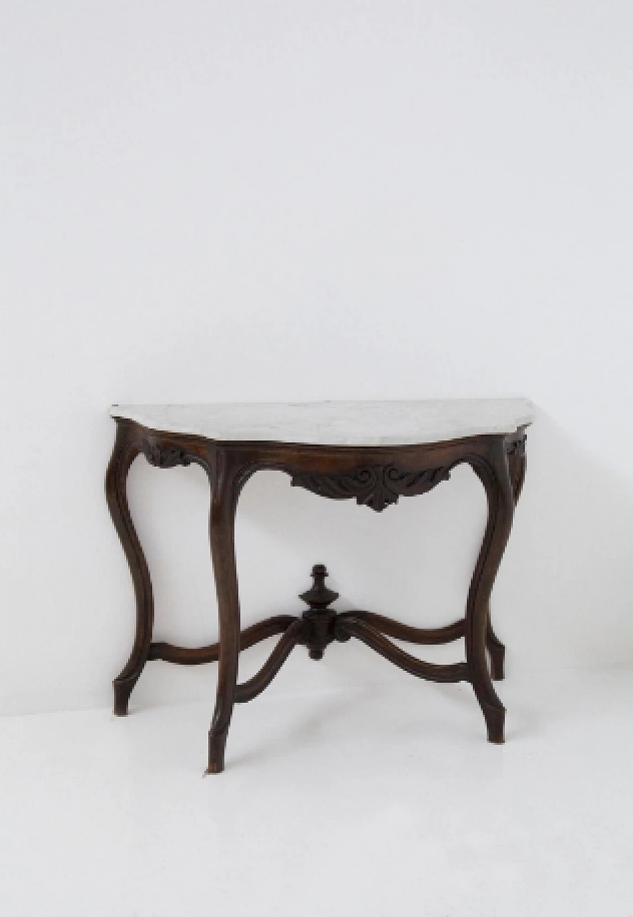 Walnut console with white marble top, late 19th century 2
