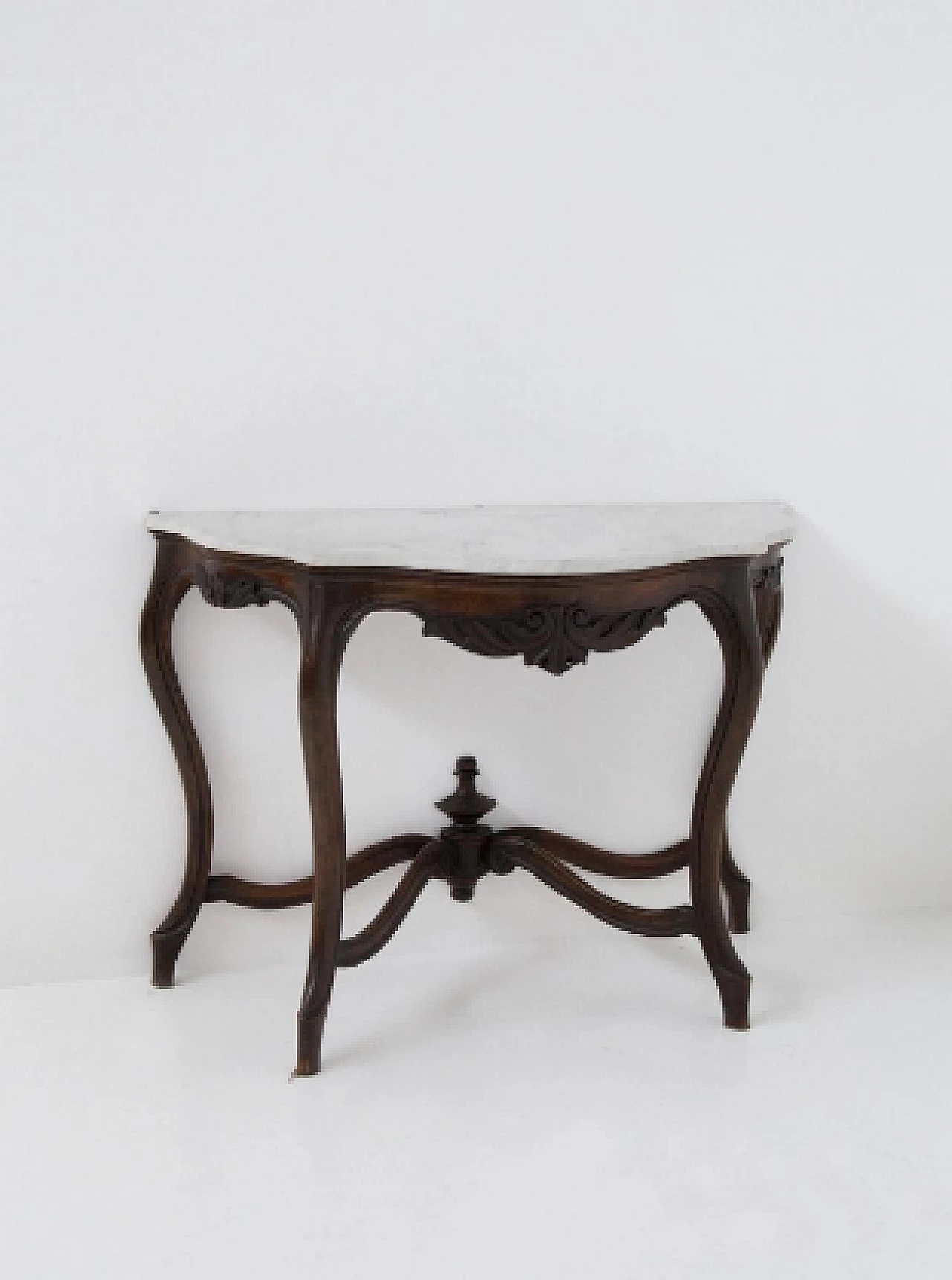 Walnut console with white marble top, late 19th century 3