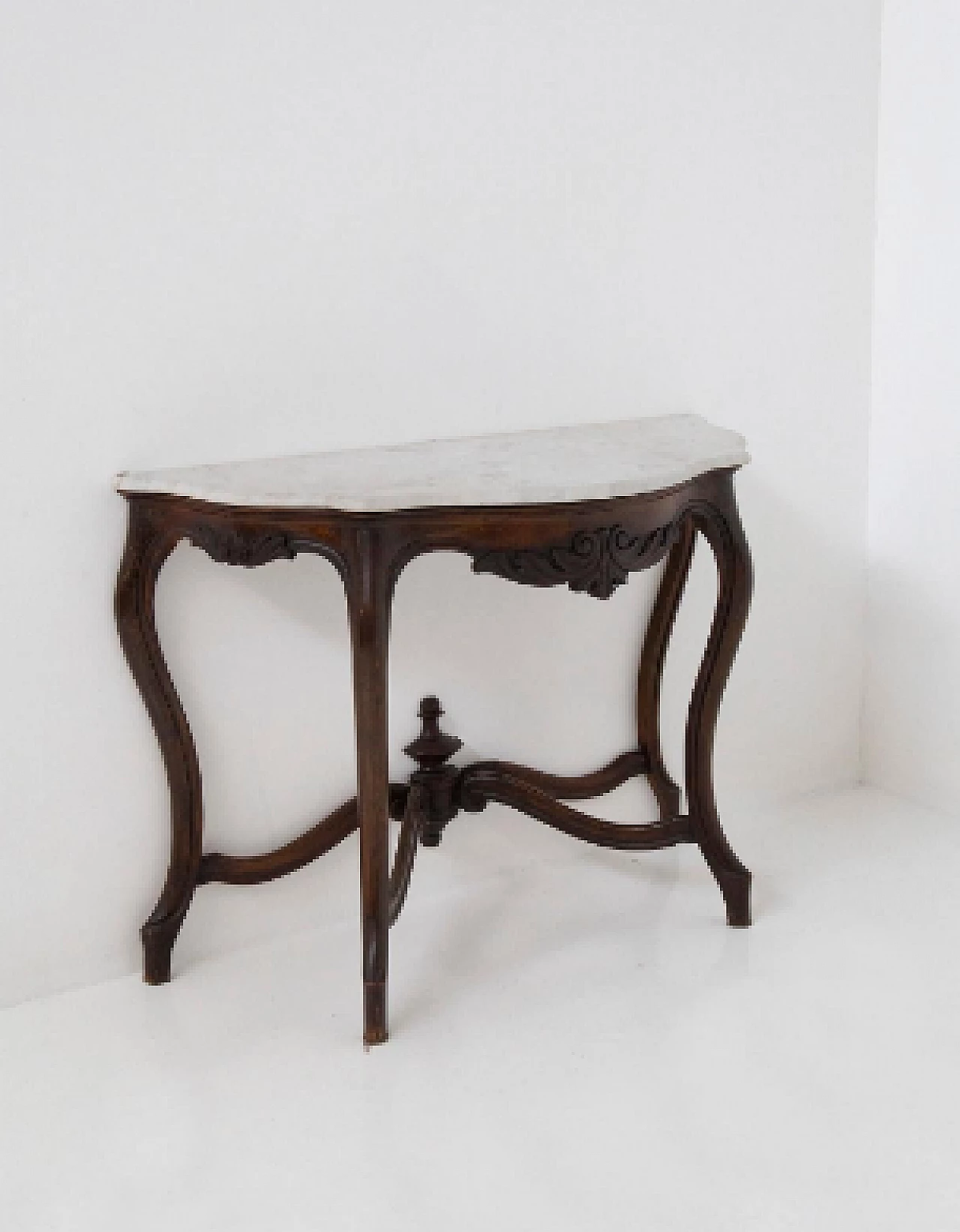 Walnut console with white marble top, late 19th century 4