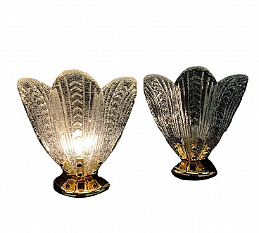 Coppia di lampade da tavolo attribuite a Barovier & Toso, anni '70