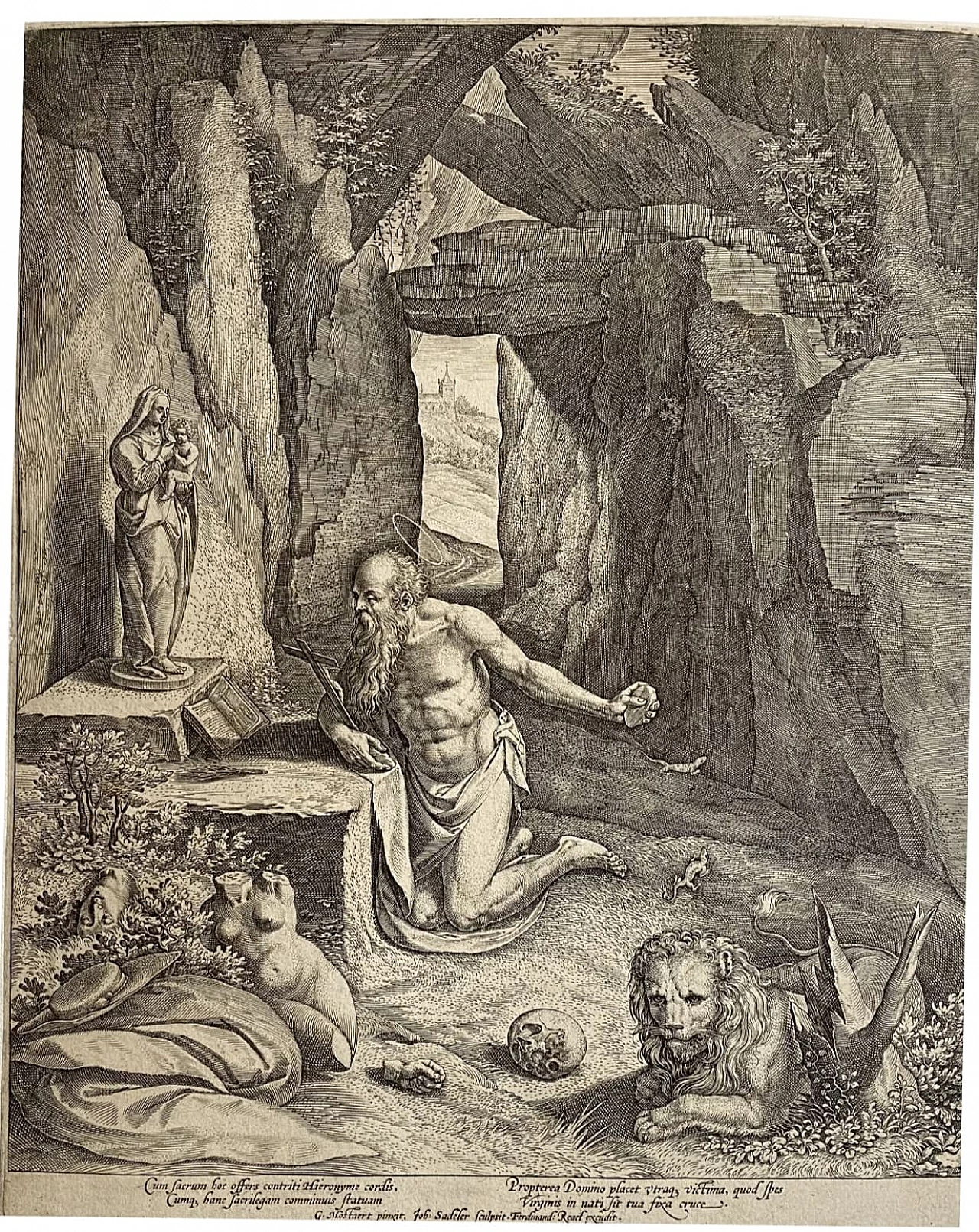 Johan Sadeler I, Saint Jerome, burin print, 16th century 4